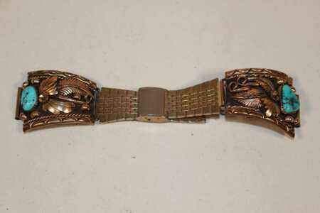 Sterling Turquoise Native Made Watch Band, Nice!