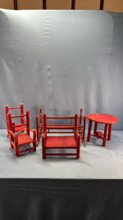 WOODEN 5 PC DOLL FURNITURE SET