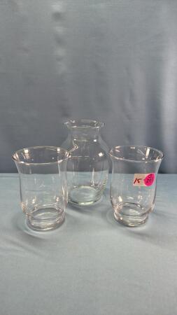 (3) GLASS VASES
