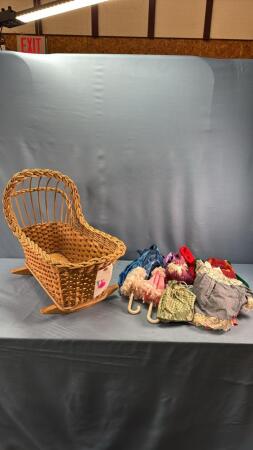 RATTAN DOLLS ROCKING CRADLE