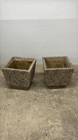 (2) CONCRETE PLANTERS