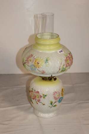 Milk Glass Cosmos Oil Lamp