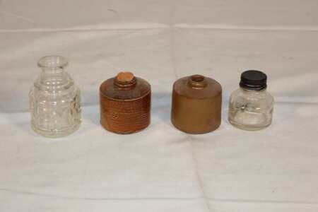 Pottery and Glass Ink Wells