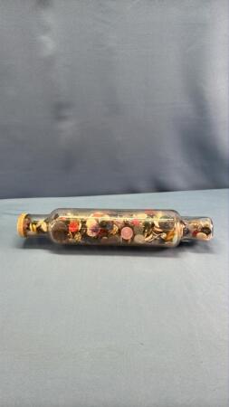 14IN LONG GLASS ROLLING BIN WITH BUTTONS