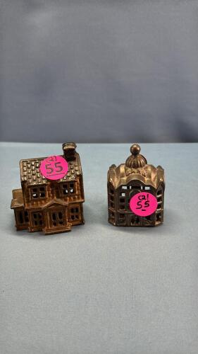 (2) SMALL CAST IRON BANKS