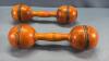 PAIR OF WOODEN BARBELLS - 3