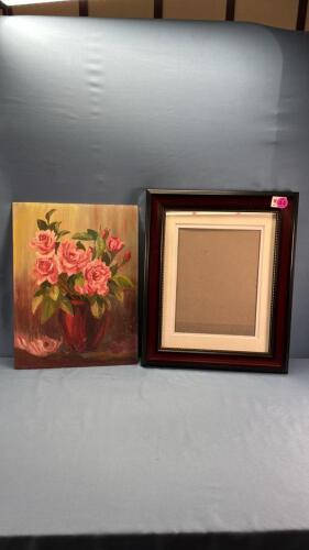 ROSES IN VASE OIL PAINTING ON BOARD