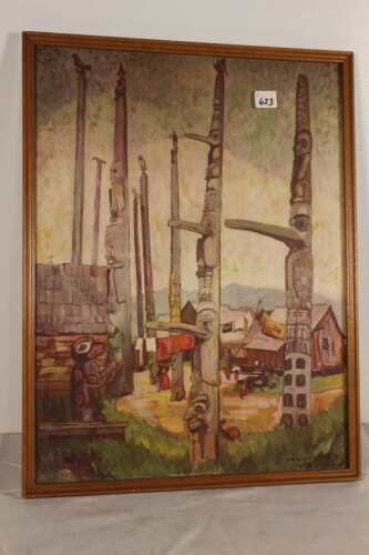 Print By M.Emily Carr, Totem Poles