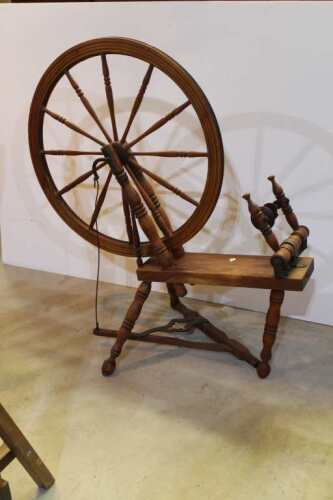 Wooden Spinning Wheel, 45" Tall