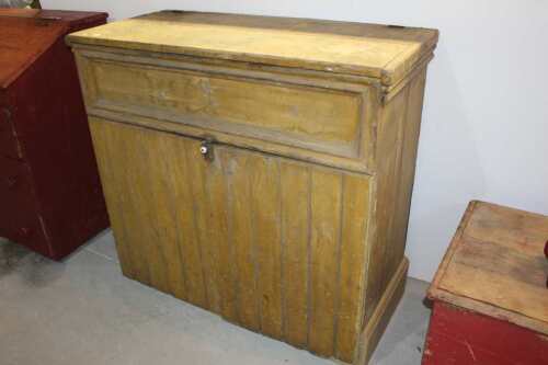 Wooden Milk Cooler, Old Yellow Paint