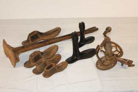 Vintage Shoe Repair Items, Old Apple Peeler