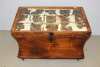 Wooden Storage Box, Decorated Tin Top & Interior