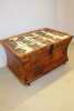 Wooden Storage Box, Decorated Tin Top & Interior - 4