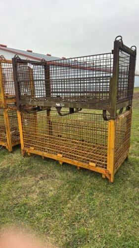 PAIR OF STEEL 80IN X 38IN X 32IN STACKING CRATES
