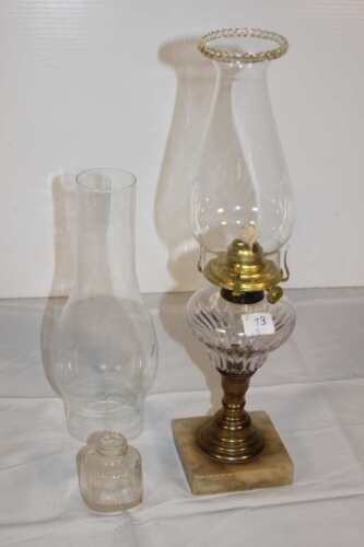 Oil Lamp, Chimney, Glass Ink Well