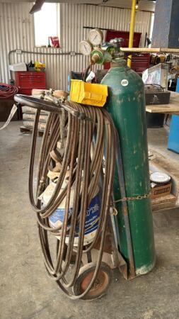 Torch Kit With Cart, Hoses and Regulators, Tanks as Shown.