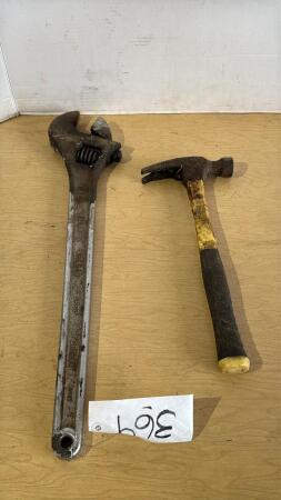 24in Adjustable Wrench and Claw Hammer