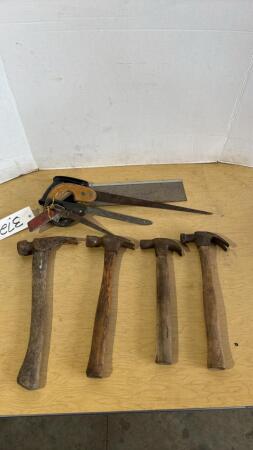 (3) Hand Saws and (4) Claw Hammers