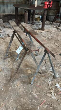 PAIR OF STEEL SAWHORSES