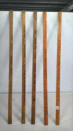 (5) MITCHELL HARDWARE STORE YARDSTICKS -SEE PHOTOS