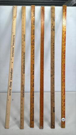 (6) FARM EQUIPMENT RELATED YARDSTICKS - SEE PHOTOS