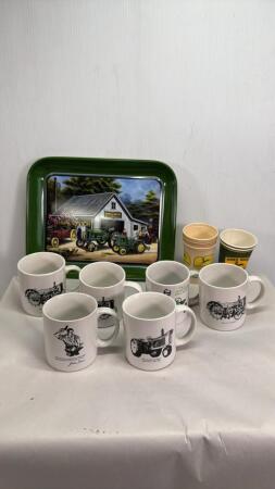 (6) JOHN DEERE MUGS & (5) JOHN DEERE PAPER CUPS