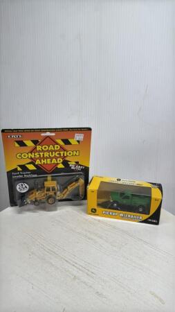 JOHN DEERE PICKUP & FLATBED TRAILER & FORD BACKHOE