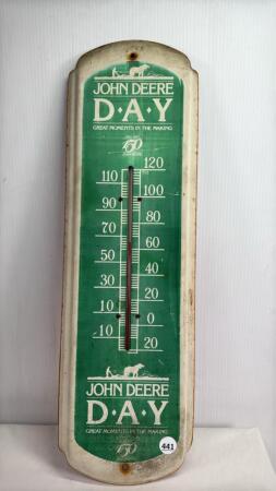 JOHN DEERE TIN 27IN LONG THERMOMETER