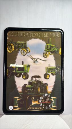 JOHN DEERE BATTERY CLOCK ON PLAQUE