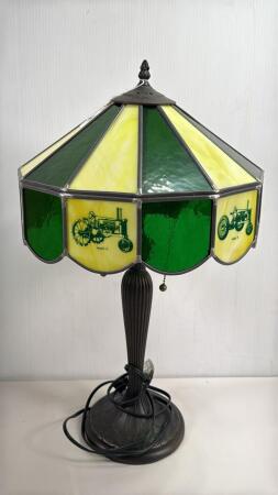 JOHN DEERE LEADED GLASS TABLE LAMP