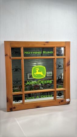 JOHN DEERE MIRROR FRAMED IN PINE