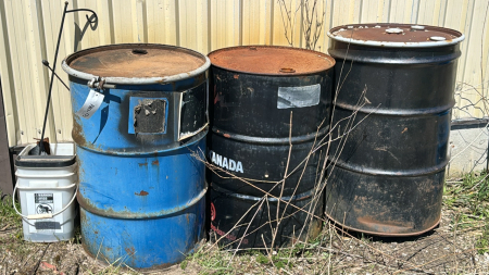 3-45 Gallon Steel Barrels