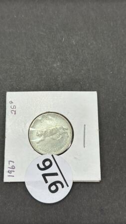 (1) CANADIAN 1967 TWENTY FIVE CENT COIN