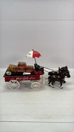 REPRO COCA COLA CAST IRON HORSE DRAWN CARRIAGE
