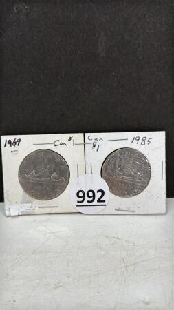 (2) CANADIAN ONE DOLLAR COINS
