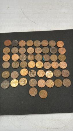 (50) CANADIAN ONE CENT COINS