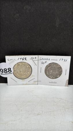 (2) CANADIAN FIFTY CENT COINS
