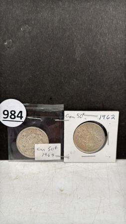 (2) CANADIAN FIFTY CENT COINS