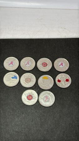 (10) CANADIAN TWENTY FIVE CENT COINS
