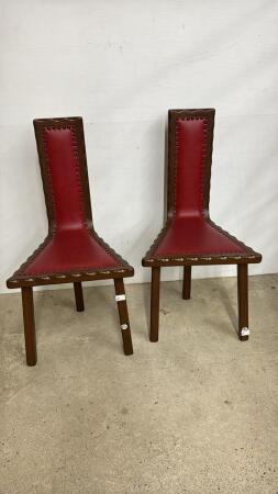 PAIR OF VINTAGE WOODEN TRIPOD CHAIRS