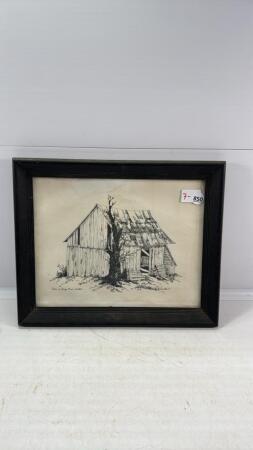 BARN ON ROUGE RIVER, QUEBEC FRAMED PICTURE