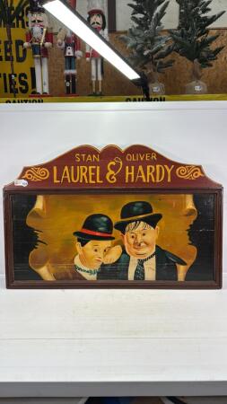 LAUREL & HARDY WOODEN WALL PLAQUE