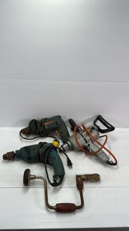 (4) ELECTRIC HAND DRILLS