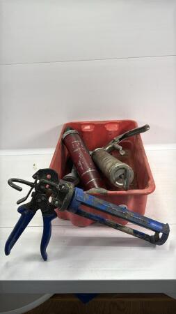 GREASE GUN, (2) CAULKING GUN, SUCTION GUN