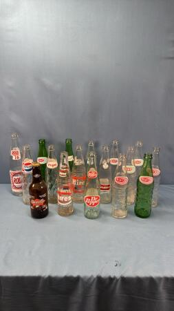 (17) EMPTY SILK SCREENED POP BOTTLES