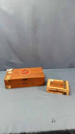 (2) WOODEN CIGAR BOXES