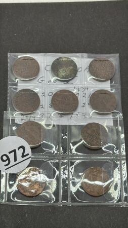 (10) CANADIAN GEORGE V ONE CENT COINS