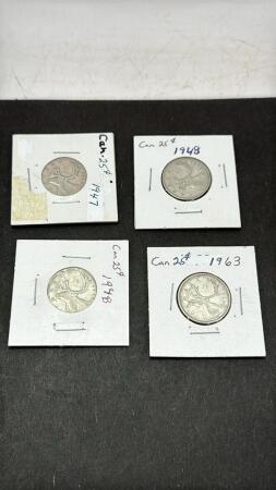 (4) CANADIAN TWENTY FIVE CENT COINS