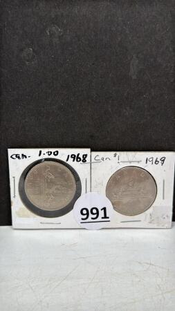 (2) CANADIAN ONE DOLLAR COINS
