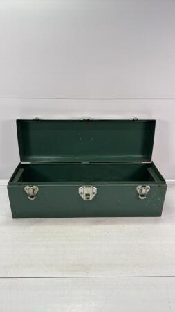 METAL TOOL BOX WITH 4 VISE GRIP LOCKING PLIERS